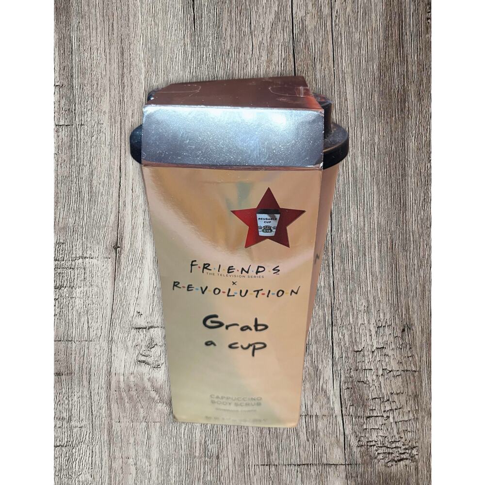 Makeup Revolution Friends cappuccino body scrub with reusable coffee cup‎